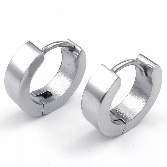 Silver Stainless Steel Huggies, - Picture 1 of 1